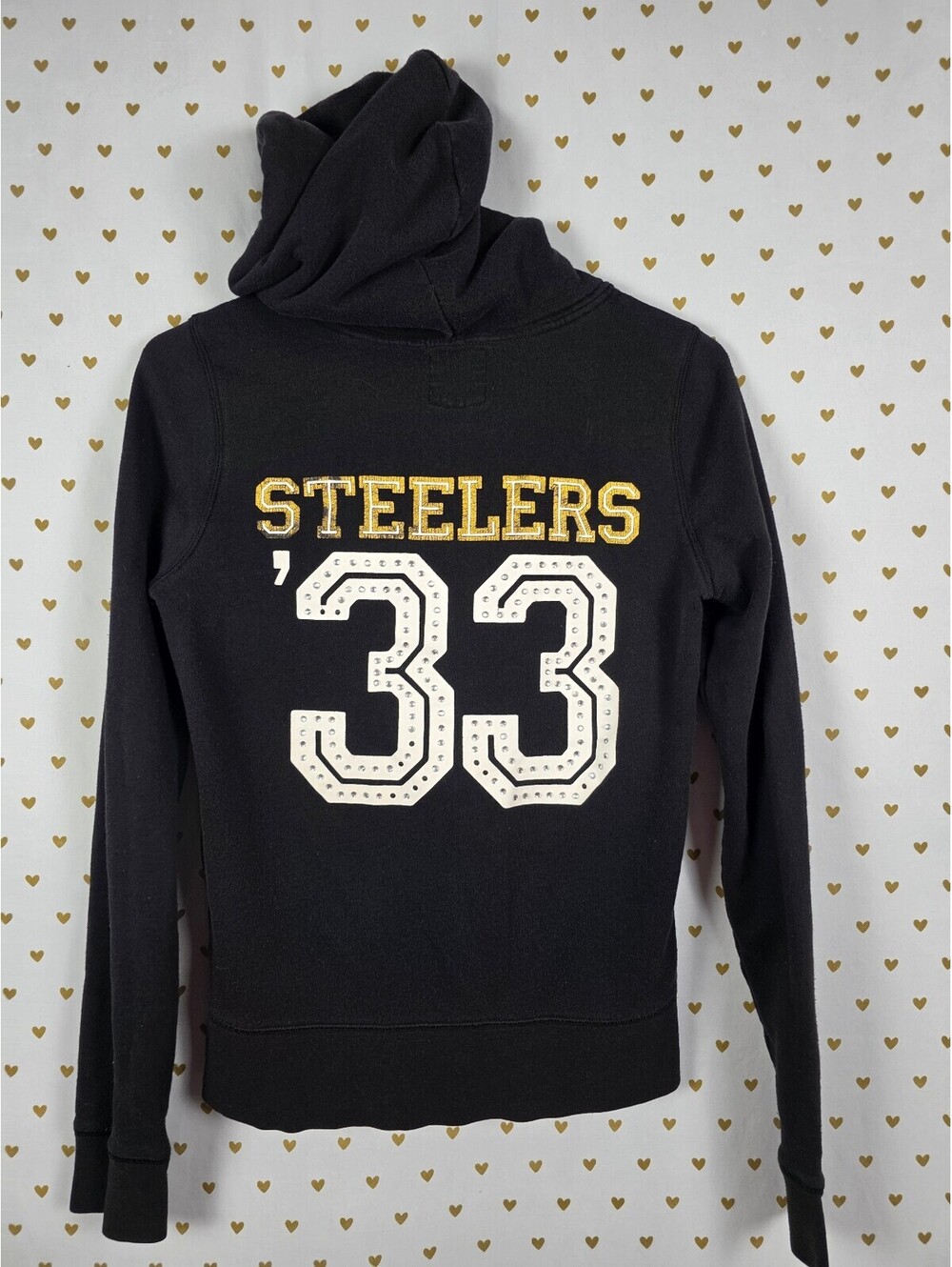 Victoria's Secret PINK Steelers 33 BLING Rhinestone Zip Hoodie Small NFL